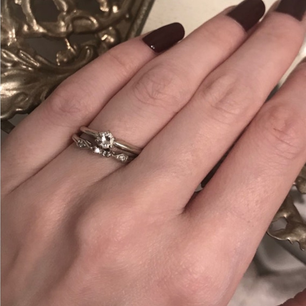 🖤 VTG 1930s Estate diamond solitaire engagement ring wedding band